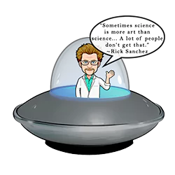 Cartoon of Aaron Mrvelj in a spaceship