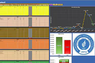 Detailed annual budget spreadsheet with graphs and charts to manage accounts.